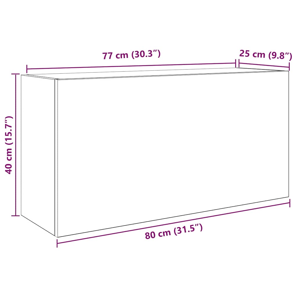 Antik fa színű szerelt fa fali fürdőszobaszekrény 80x25x40 cm 12