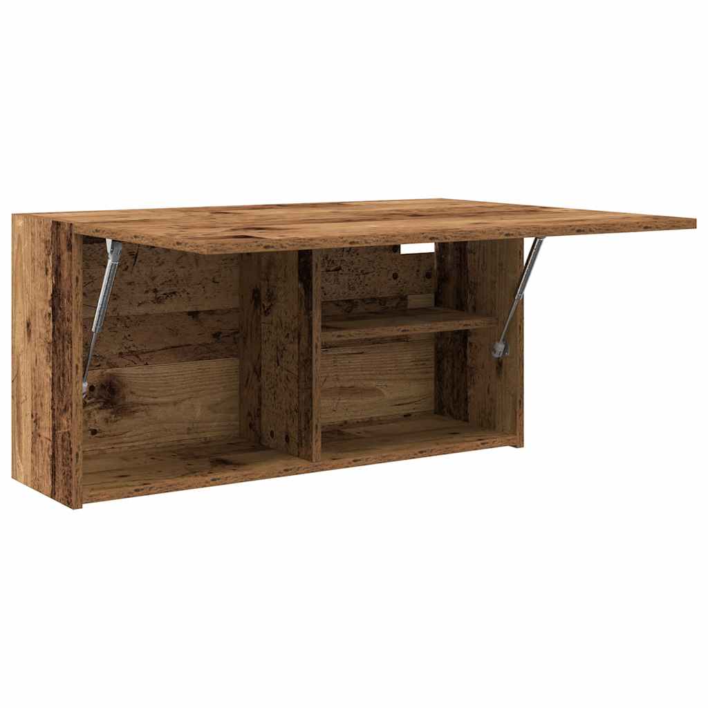 Antik fa színű szerelt fa fali fürdőszobaszekrény 80x25x40 cm 6