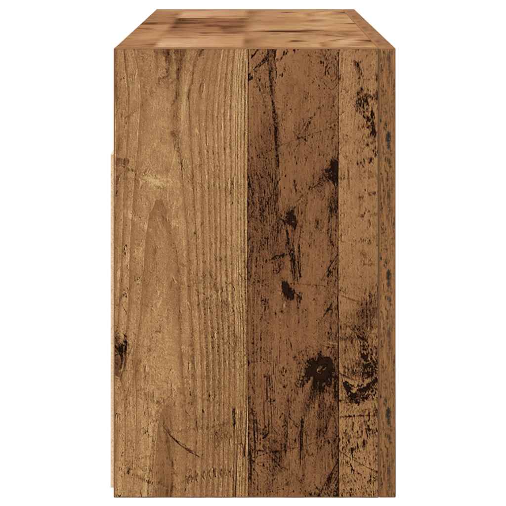Antik fa színű szerelt fa fali fürdőszobaszekrény 80x25x40 cm 7