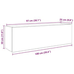 Antik fa színű szerelt fa fali fürdőszobaszekrény 100x25x30 cm 12