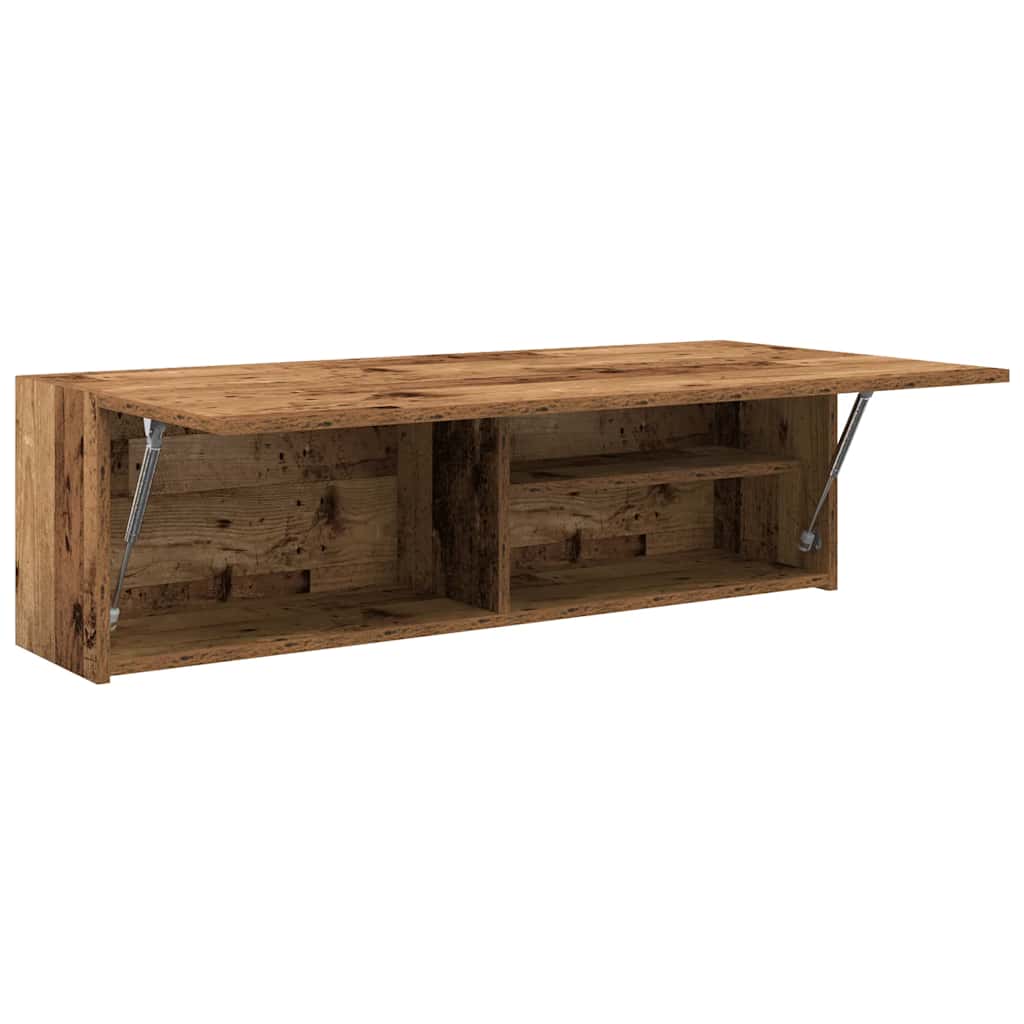 Antik fa színű szerelt fa fali fürdőszobaszekrény 100x25x30 cm 5