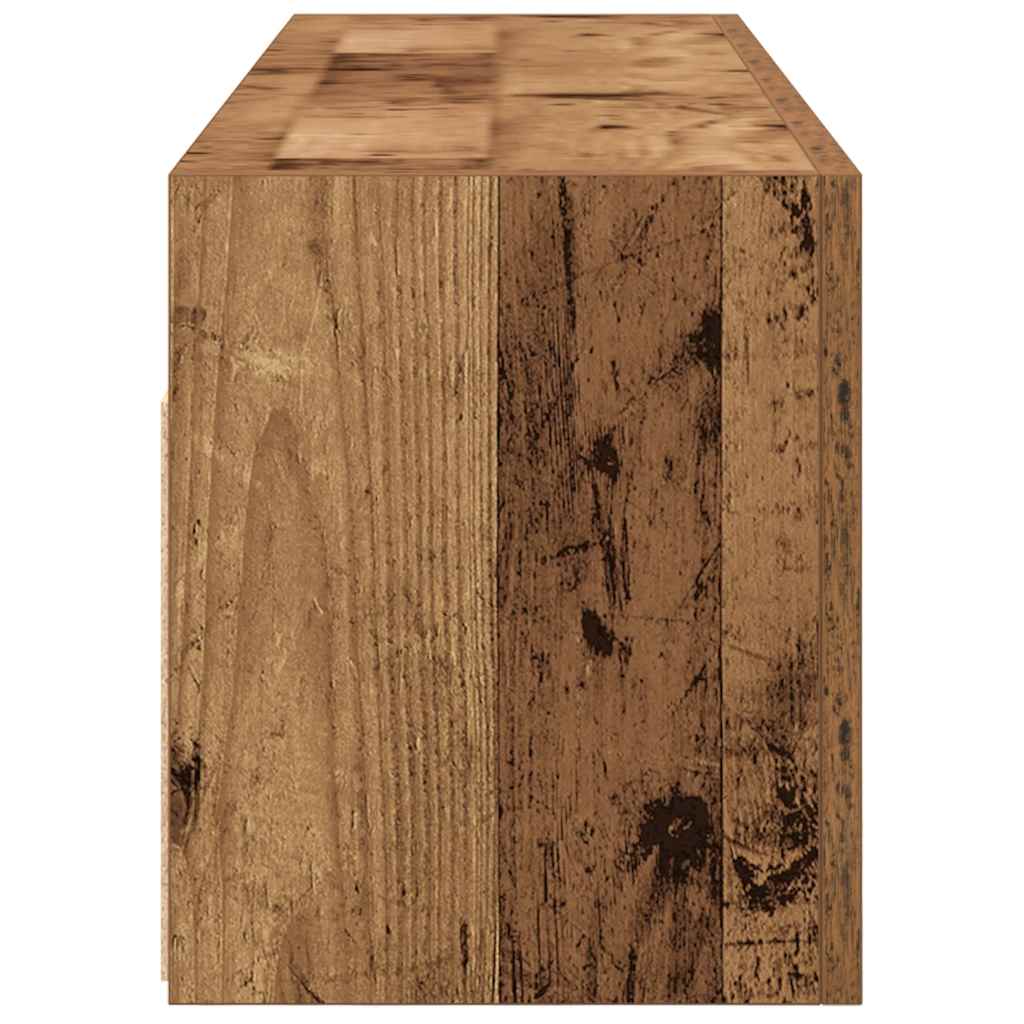 Antik fa színű szerelt fa fali fürdőszobaszekrény 100x25x30 cm 7