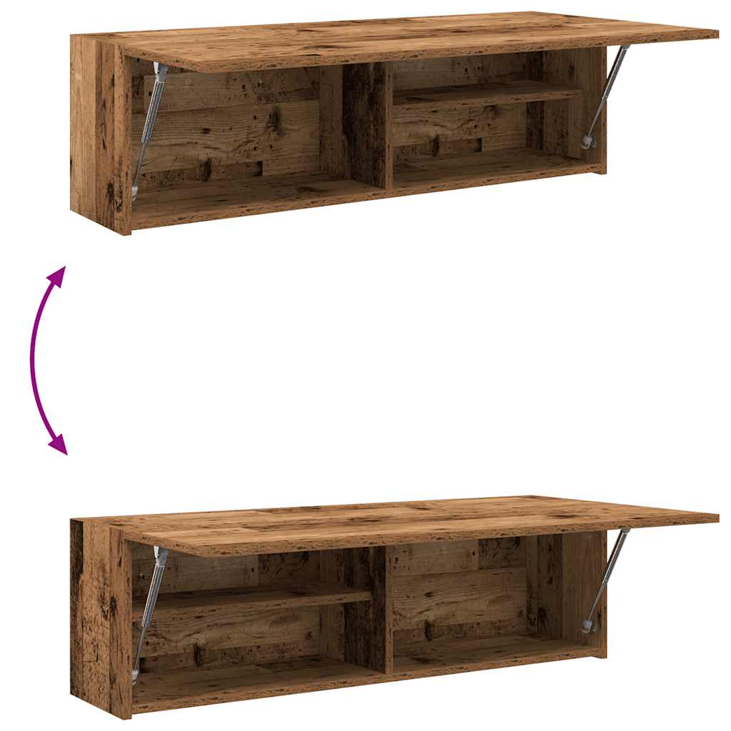 Antik fa színű szerelt fa fali fürdőszobaszekrény 100x25x30 cm 9