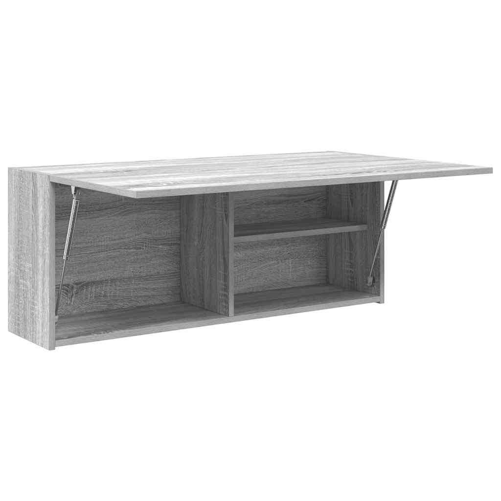 Szürke sonoma szerelt fa fali fürdőszobaszekrény 100x25x40 cm 4