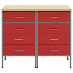 Munkaszekrény fiókkal 2 db Piros és Szürke 100 x 55 x 85 cm 6