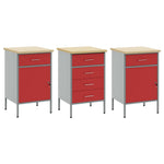 Munkaszekrény fiókkal 3 db Piros és Szürke 150 x 55 x 85 cm 5