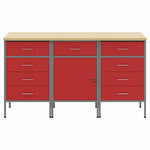 Munkaszekrény fiókkal 3 db Piros és Szürke 150 x 55 x 85 cm 6