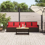 5 személyes barna polyrattan kerti kanapé párnával 3