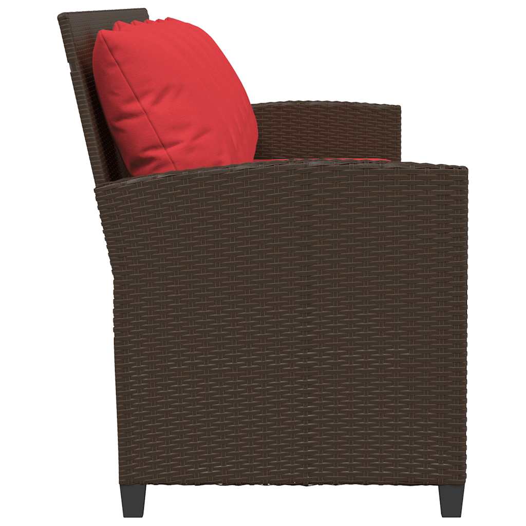 5 személyes barna polyrattan kerti kanapé párnával 5