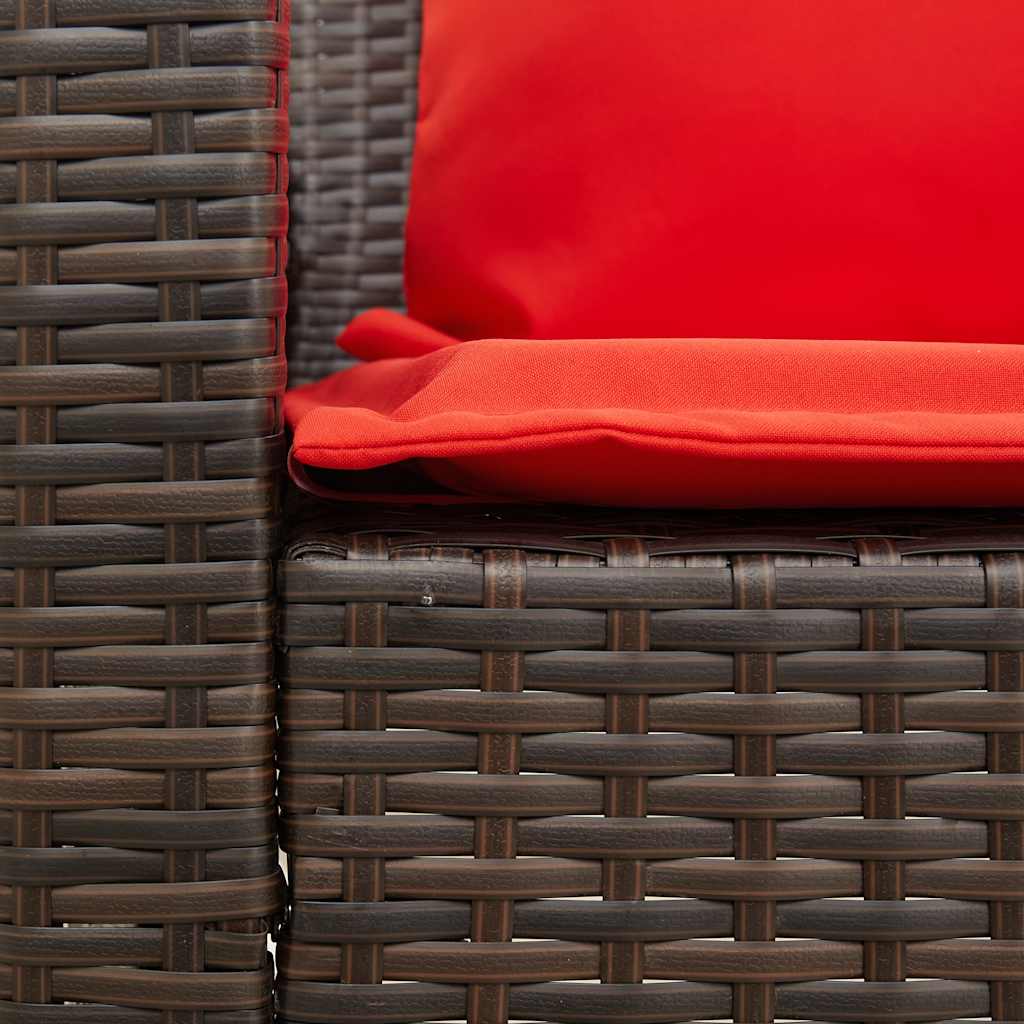 5 személyes barna polyrattan kerti kanapé párnával 7