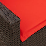 5 személyes barna polyrattan kerti kanapé párnával 8