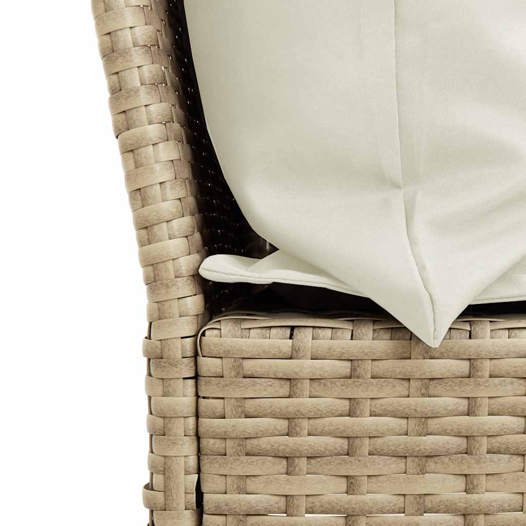 Bézs polyrattan kerti kanapé párnával 7
