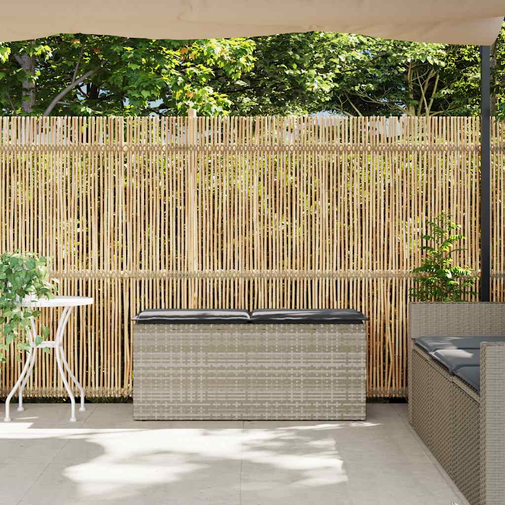 Világosszürke polyrattan kerti pad párnával 110x40x44 cm 3