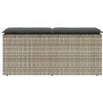 Világosszürke polyrattan kerti pad párnával 110x40x44 cm 4