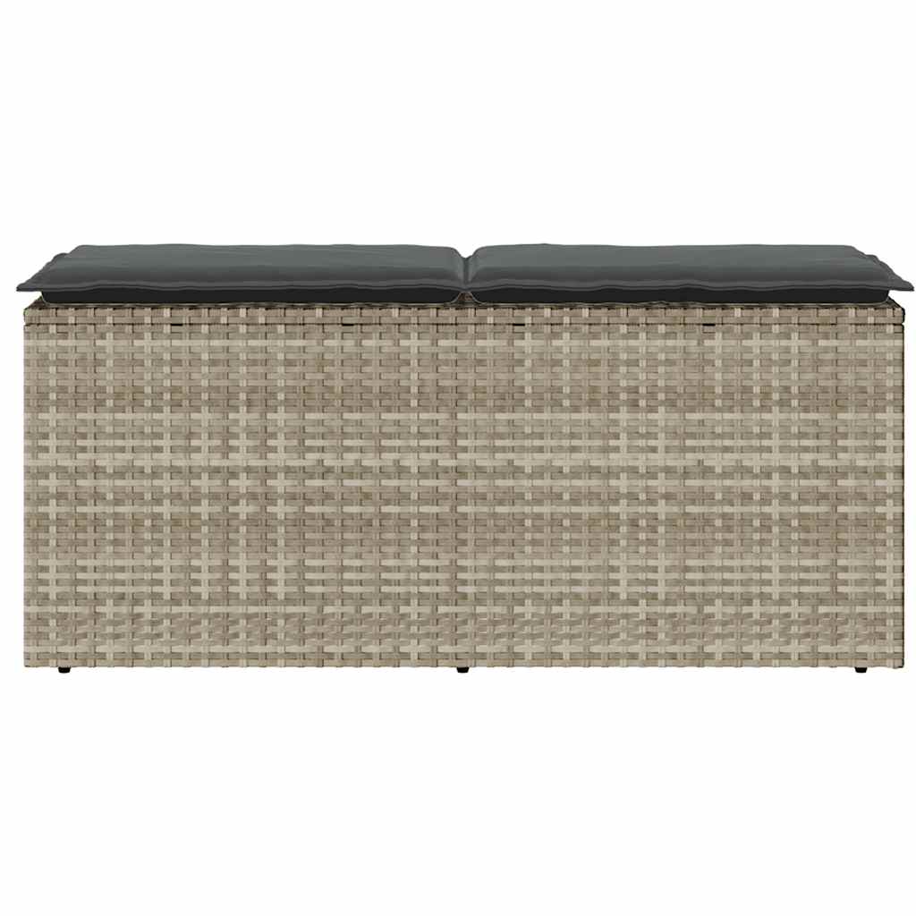 Világosszürke polyrattan kerti pad párnával 110x40x44 cm 4