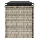 Világosszürke polyrattan kerti pad párnával 110x40x44 cm 5