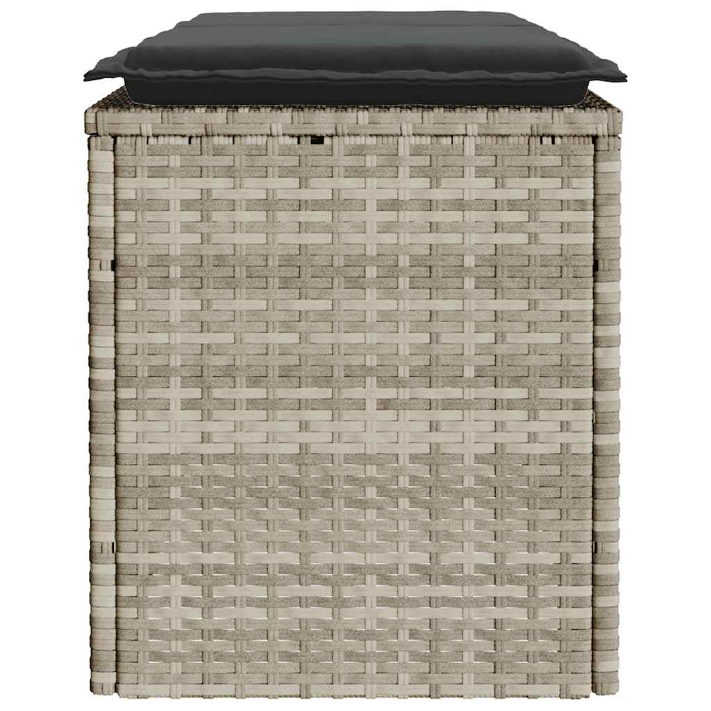 Világosszürke polyrattan kerti pad párnával 110x40x44 cm 5