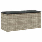 Világosszürke polyrattan kerti pad párnával 110x40x44 cm 6