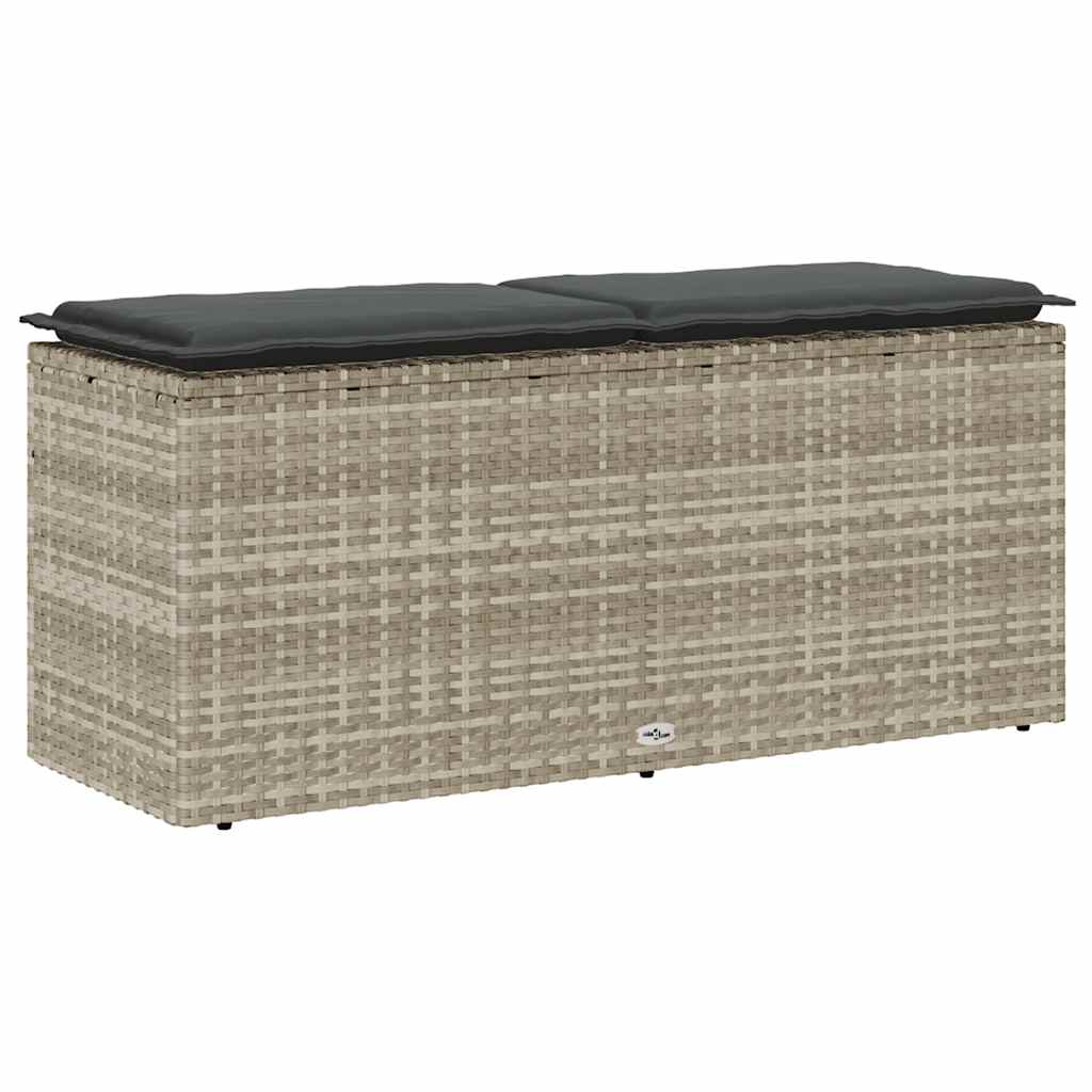 Világosszürke polyrattan kerti pad párnával 110x40x44 cm 6