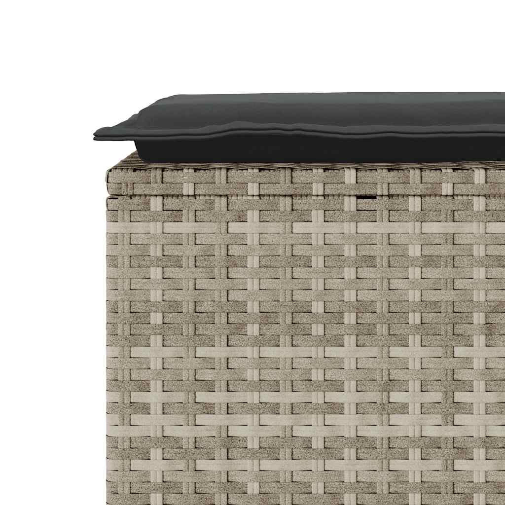 Világosszürke polyrattan kerti pad párnával 110x40x44 cm 7