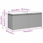 Világosszürke polyrattan kerti pad párnával 110x40x44 cm 8