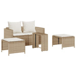 5 részes polyrattan kerti kanapé garnitúra párnákkal stackable 2