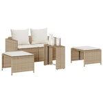 5 részes polyrattan kerti kanapé garnitúra párnákkal stackable 4