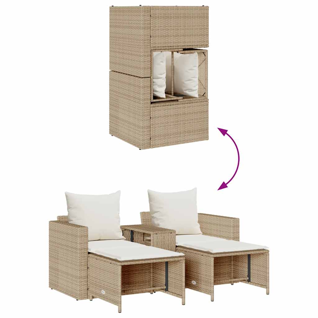 5 részes polyrattan kerti kanapé garnitúra párnákkal stackable 8
