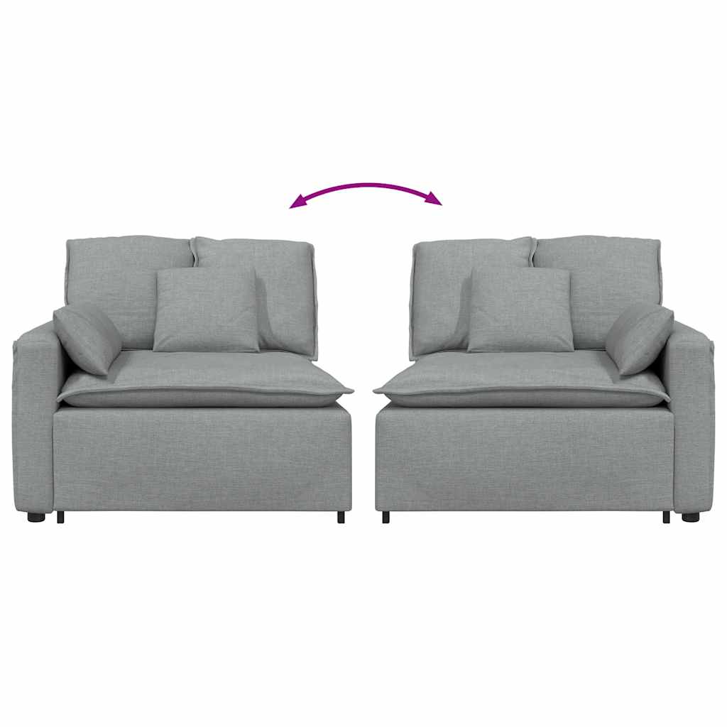 Világosszürke moduláris kanapé karfás végmodul párnákkal 100 cm 6