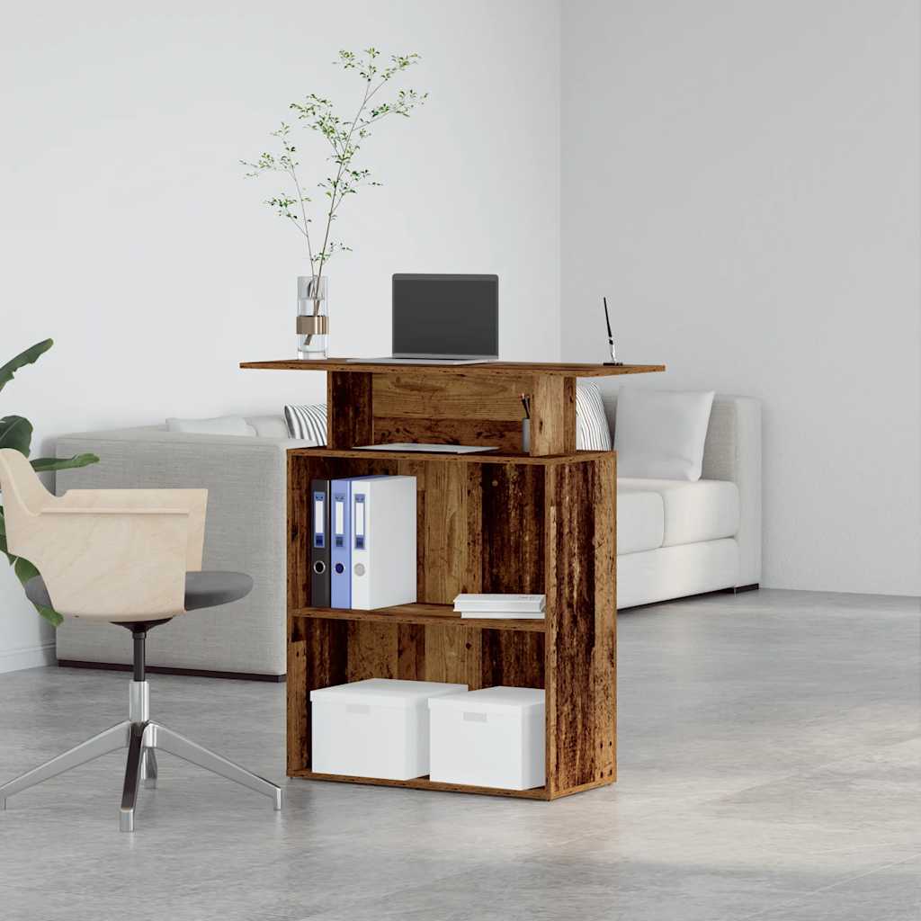Recepciós pult antik fa 100x40x104 cm szerelt fa 4