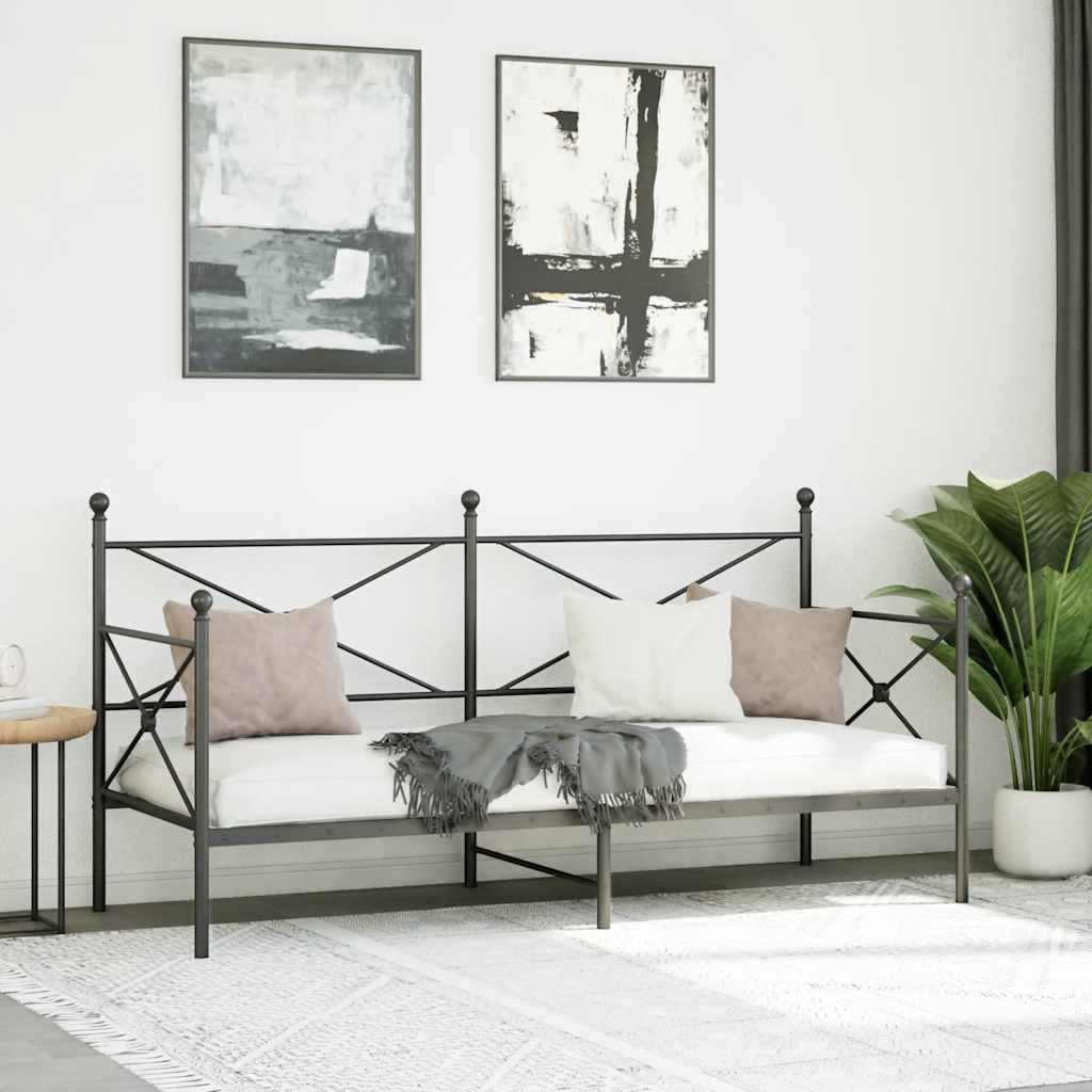 Kanapéágy matrac nélkül fekete 90x200 cm acél 3