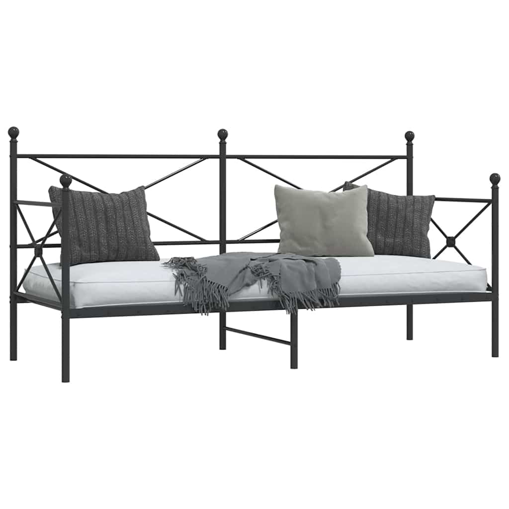 Kanapéágy matrac nélkül fekete 90x200 cm acél 4