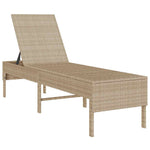 Bézs polyrattan napozóágy párnával 55x200x44 cm 4