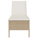 Bézs polyrattan napozóágy párnával 55x200x44 cm 5