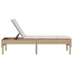 Bézs polyrattan napozóágy párnával 55x200x44 cm 7