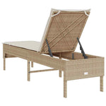 Bézs polyrattan napozóágy párnával 55x200x44 cm 6