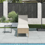 Bézs polyrattan napozóágy párnával 55x200x44 cm