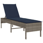 Szürke polyrattan napozóágy párnával 55x200x44 cm 2