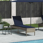 Szürke polyrattan napozóágy párnával 55x200x44 cm 3