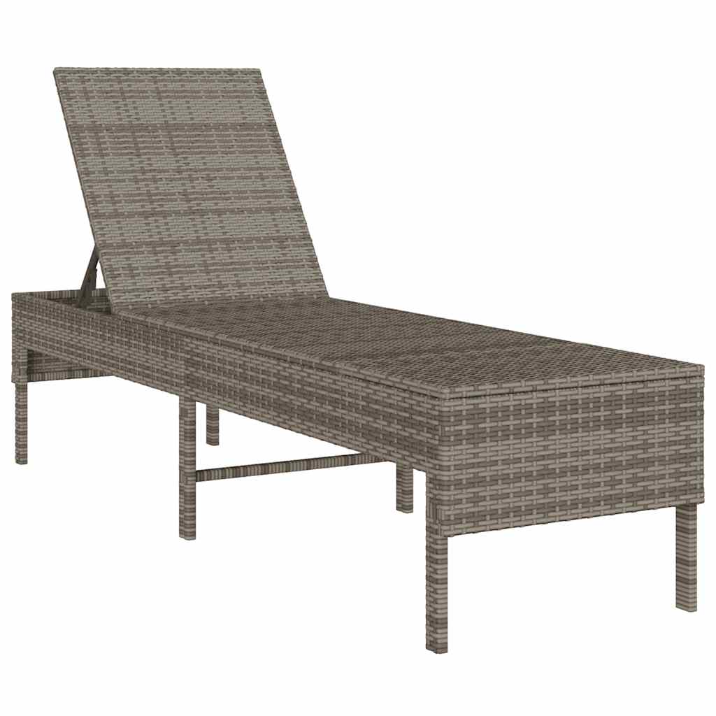 Szürke polyrattan napozóágy párnával 55x200x44 cm 4