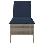Szürke polyrattan napozóágy párnával 55x200x44 cm 5