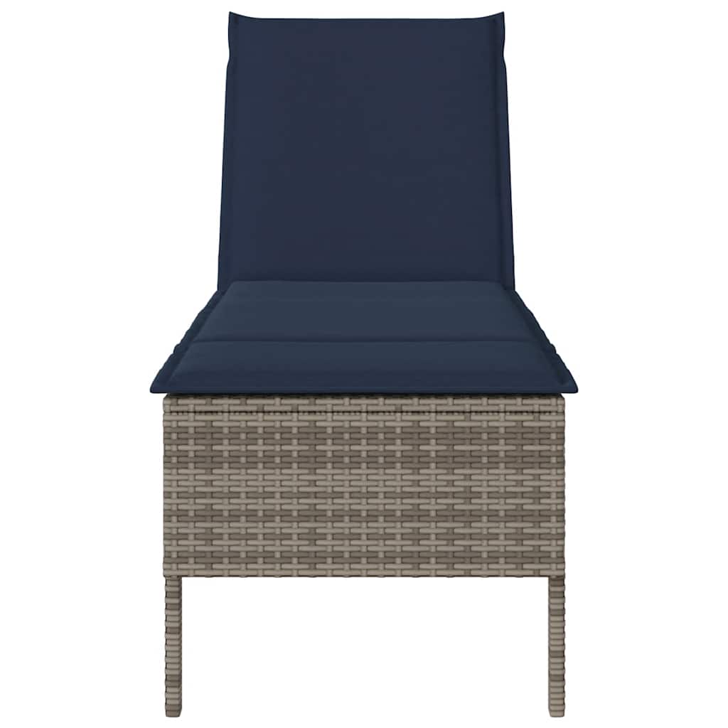 Szürke polyrattan napozóágy párnával 55x200x44 cm 5