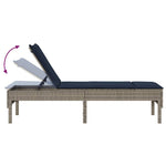 Szürke polyrattan napozóágy párnával 55x200x44 cm 8