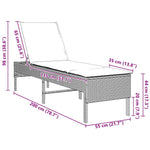 Szürke polyrattan napozóágy párnával 55x200x44 cm 10