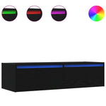 TV szekrény LED világítással fekete tölgy 100X35,5x25 cm 2