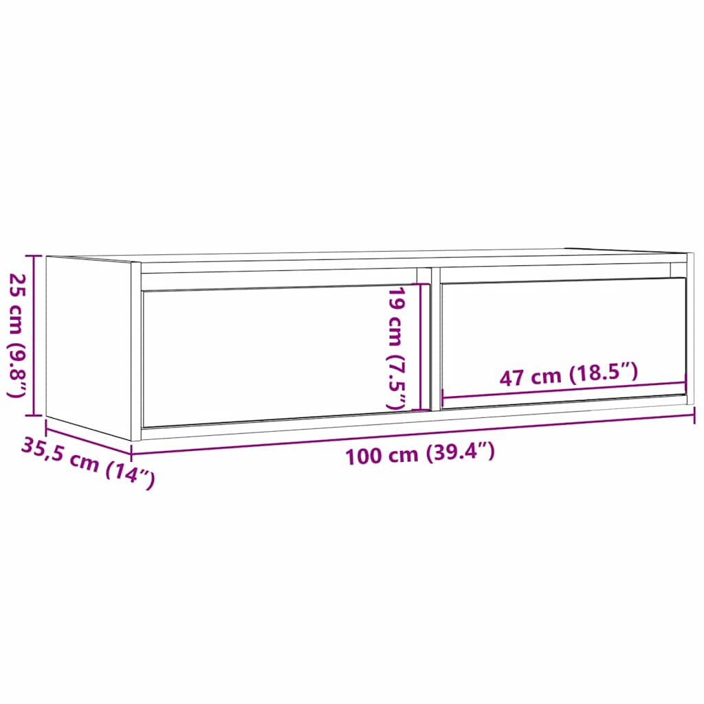 TV szekrény LED világítással fekete tölgy 100X35,5x25 cm 14