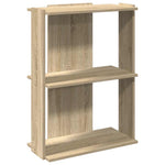 3 szintes sonoma tölgy színű szerelt fa könyvespolc 60x30x80 cm 2