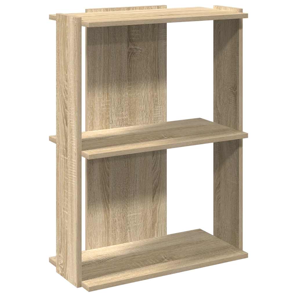 3 szintes sonoma tölgy színű szerelt fa könyvespolc 60x30x80 cm 2
