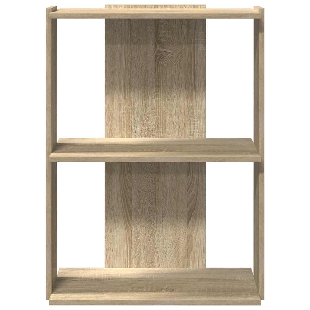 3 szintes sonoma tölgy színű szerelt fa könyvespolc 60x30x80 cm 4
