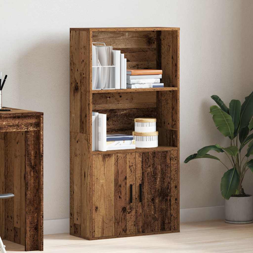 Antik fa színű szerelt fa könyvespolc 60x24x120 cm 3